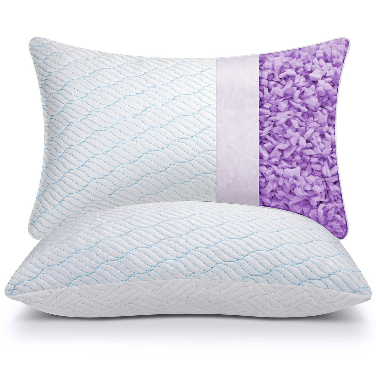 WISHSMILE front view of queen pillow set showing packaging and value