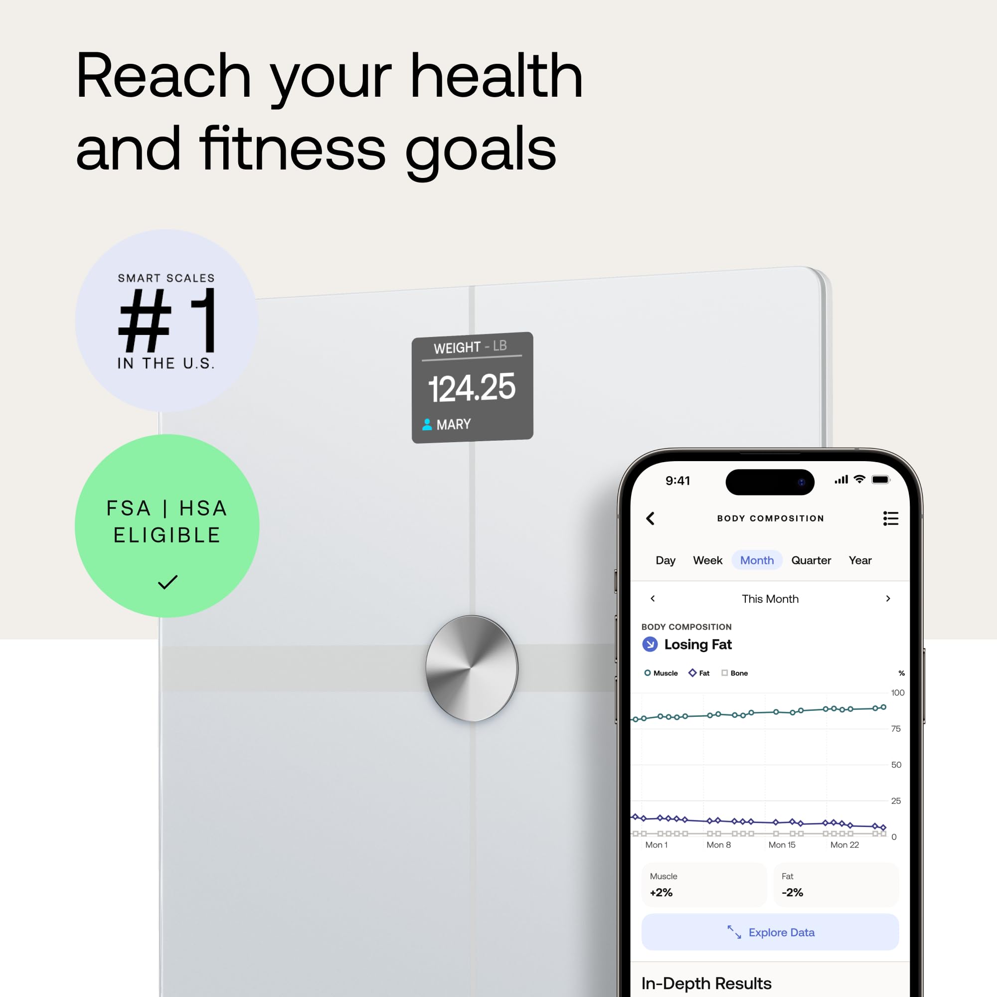 Withings Body Smart glass surface close-up highlighting durable finish
