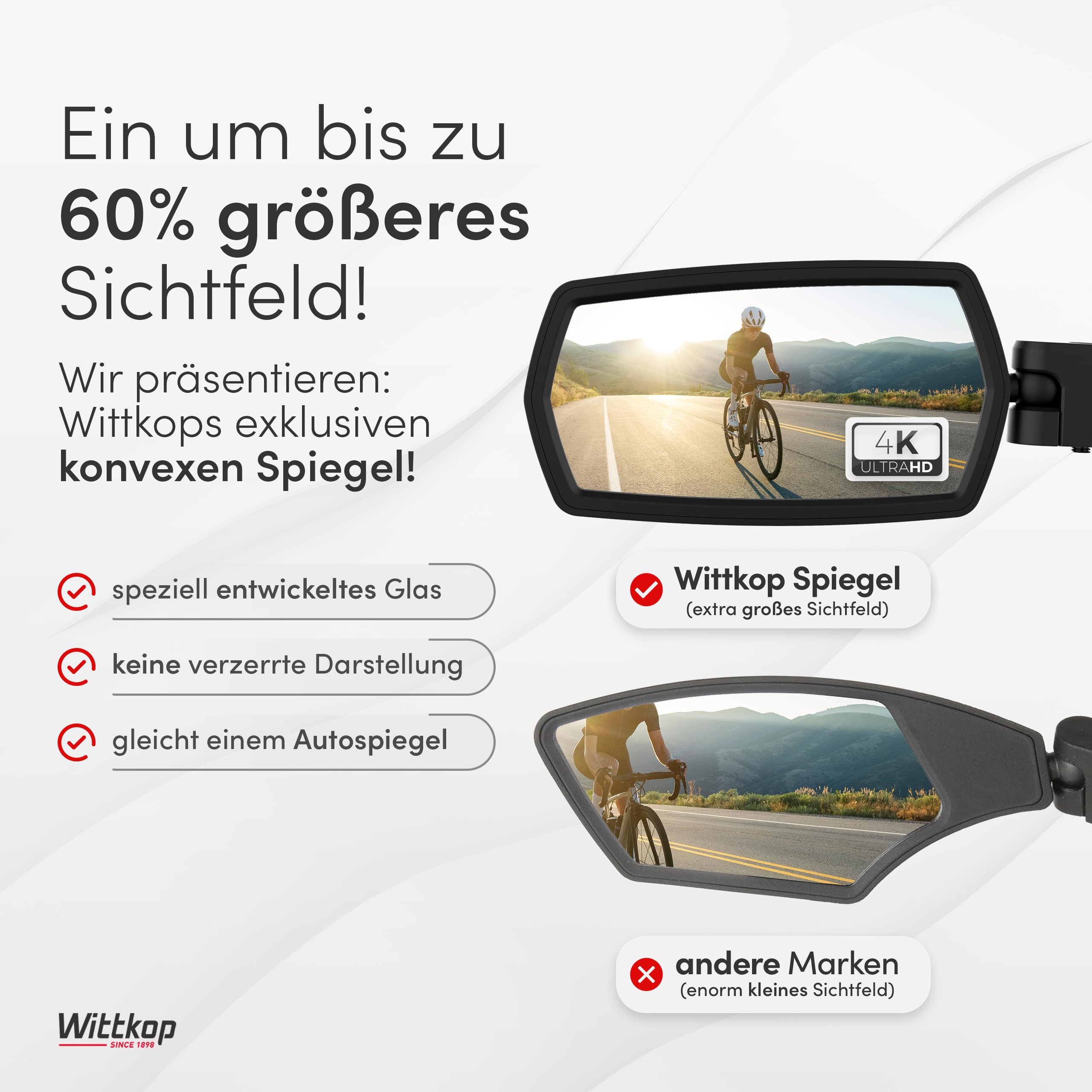 WITTKOP mirror in use on commuter bike improving traffic visibility