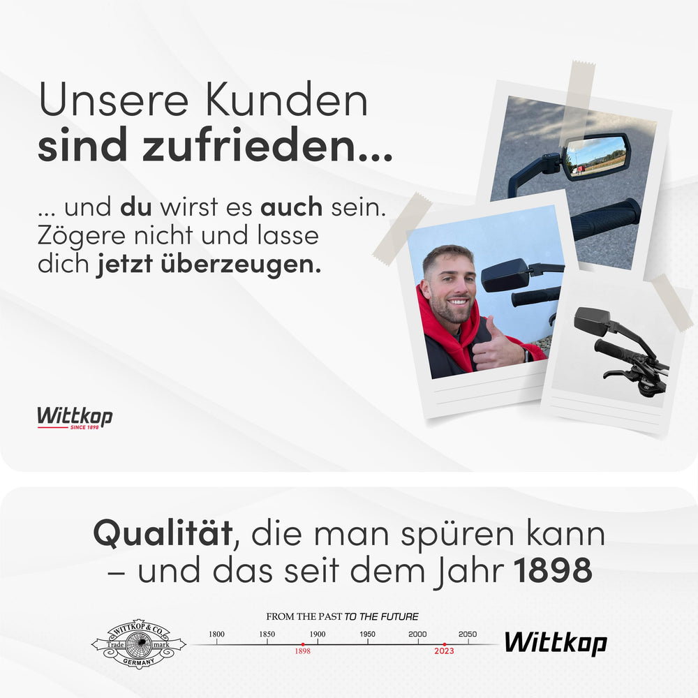 WITTKOP packaged mirror with screw showing easy out-of-box setup