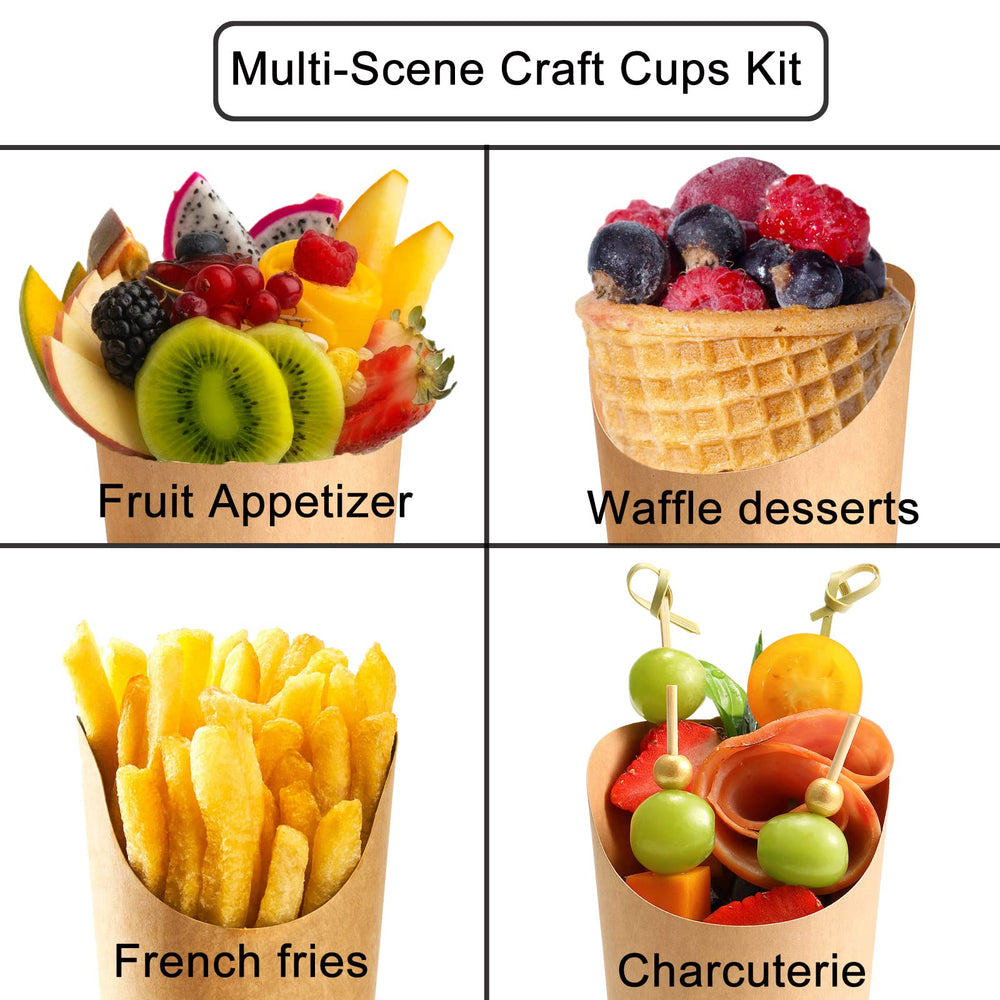 WixiTool cups filled with fries and snacks to show single-serve presentation