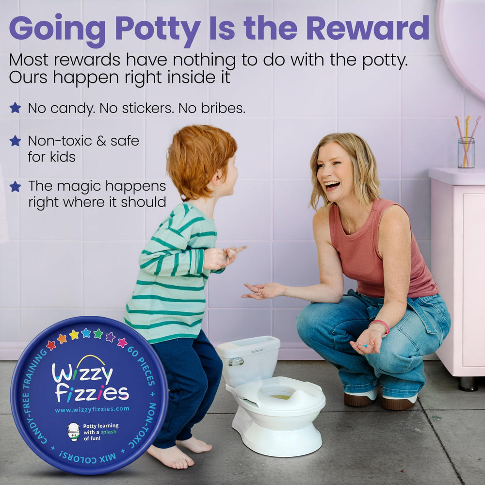 Wizzy Fizzies in a training potty demonstrating quick color change reward