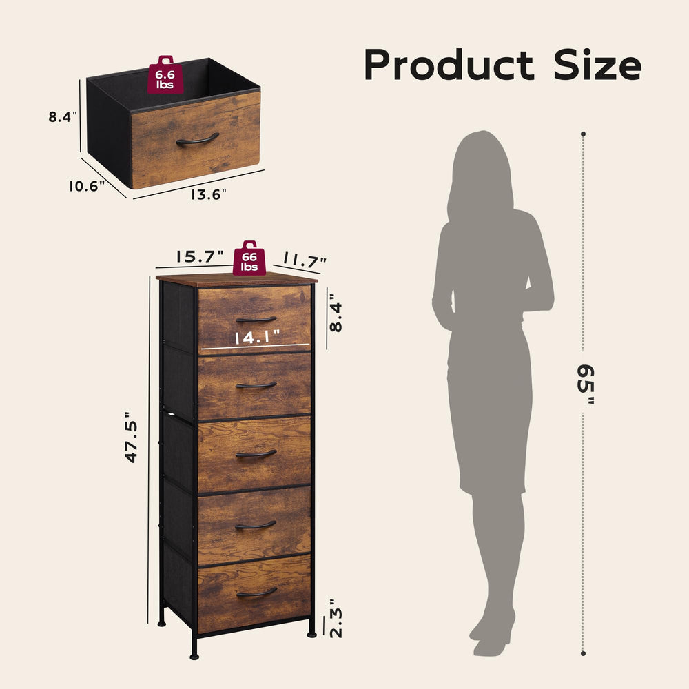 WLIVE fabric drawer detail showing reinforced handle and fade-resistant benefit