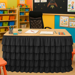 Wokuaile front view of 6ft desk skirt showing tidy coverage and professional look