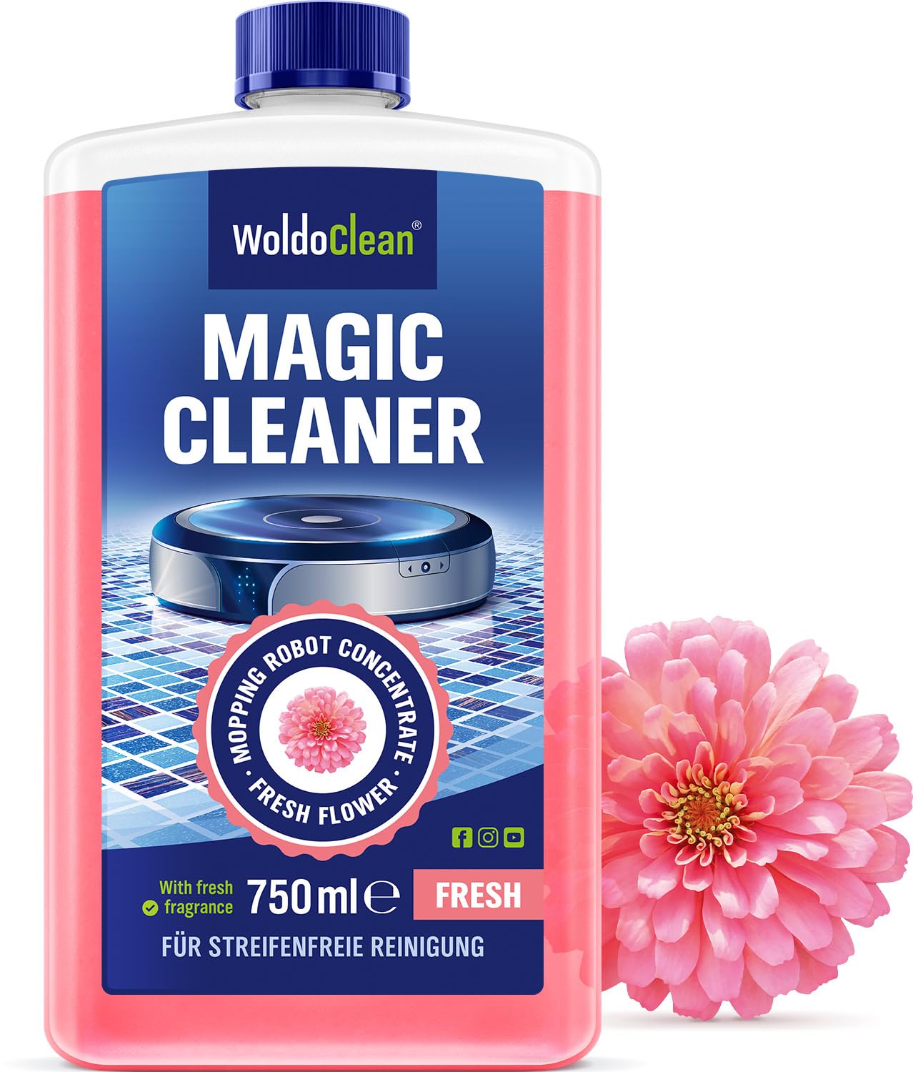 WoldoClean bottle front label showing brand and concentrated formula benefit