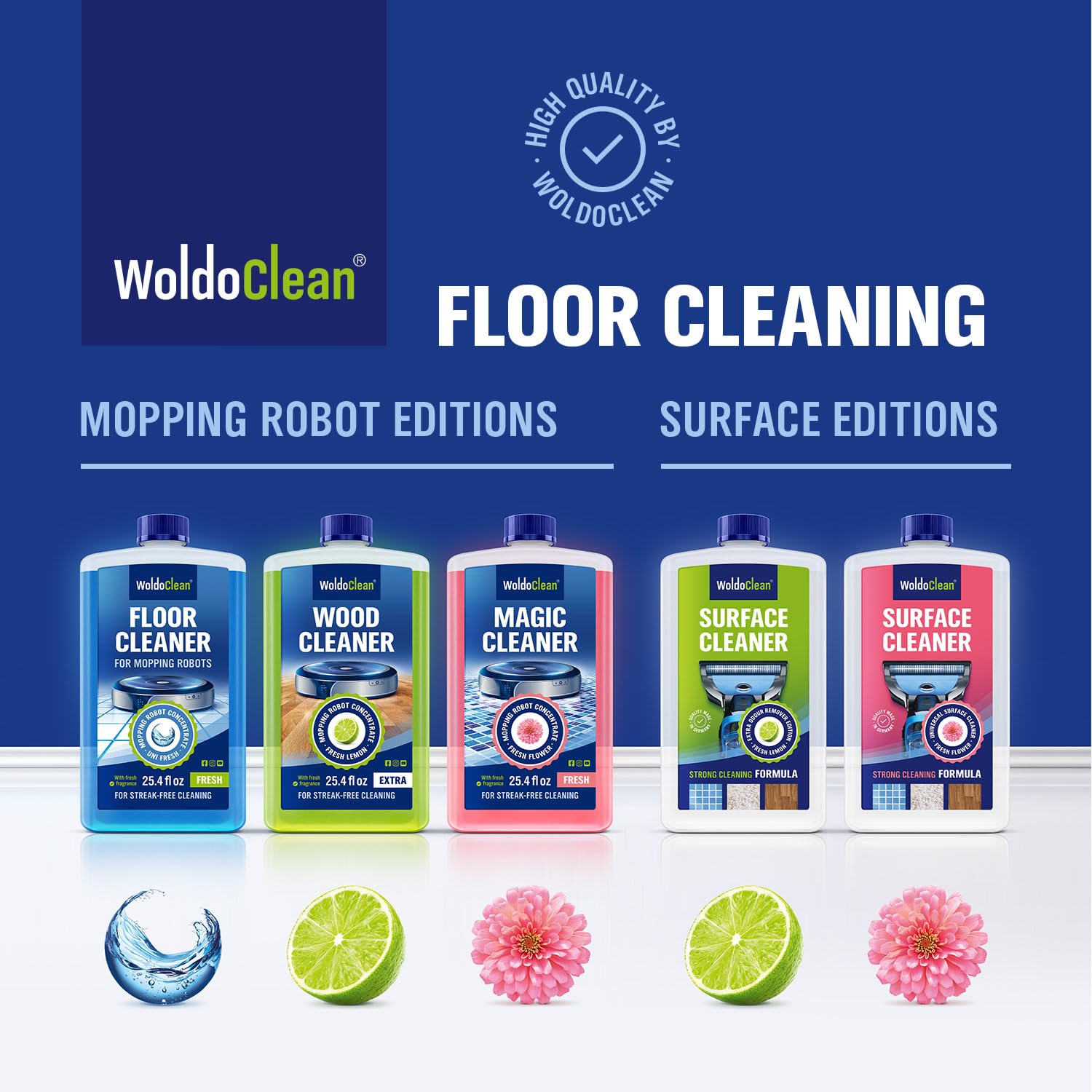 WoldoClean bottle label close-up with directions emphasizing safe daily use