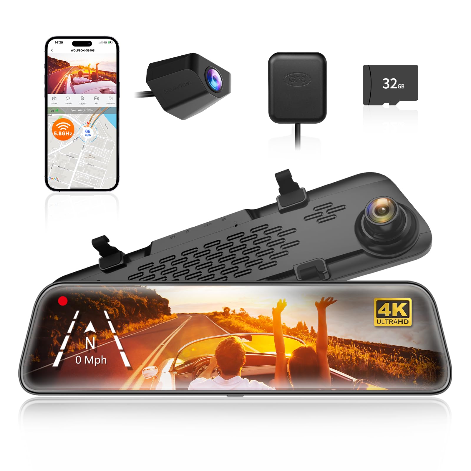 WOLFBOX front display showing clear 4K live view and improved visibility