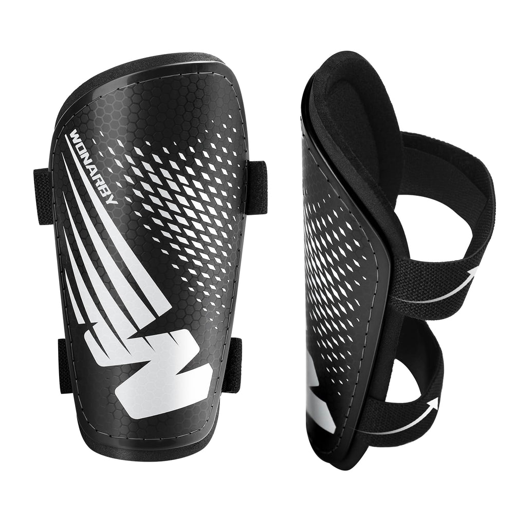 Wonarby front view of shin guards showing full coverage and secure fit