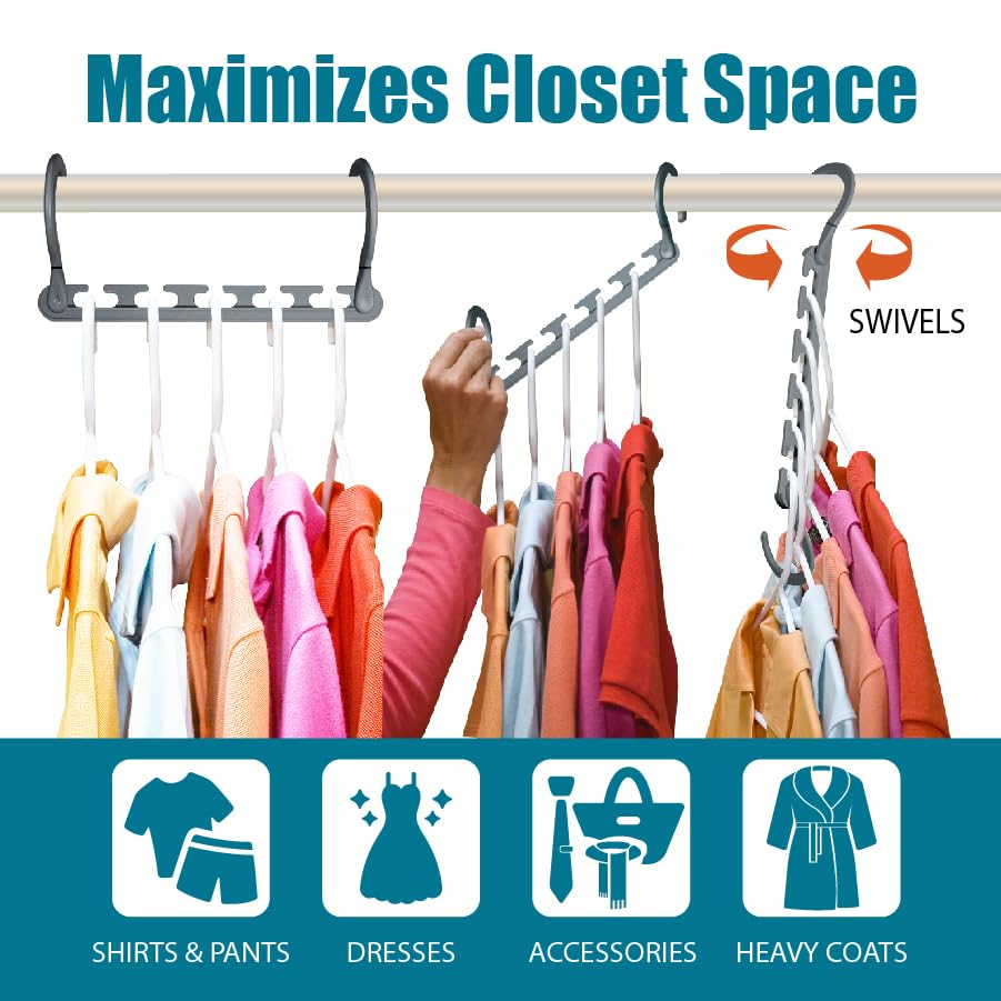Wonder Hanger Max rotating 360-degree hook close-up showing easy access benefit