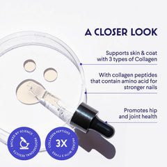 WONDER PAWS label detail highlighting collagen types and NASC