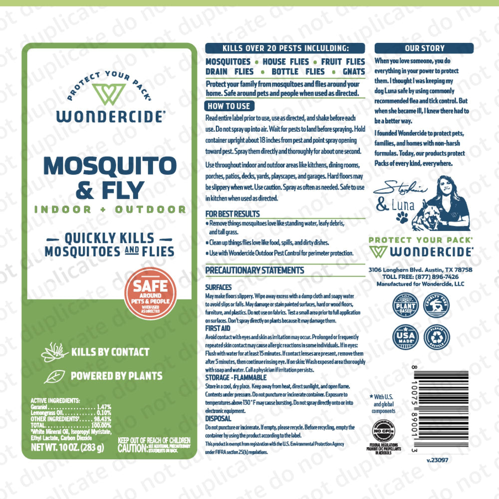 Wondercide aerosol held in hand for size scale and convenient portability