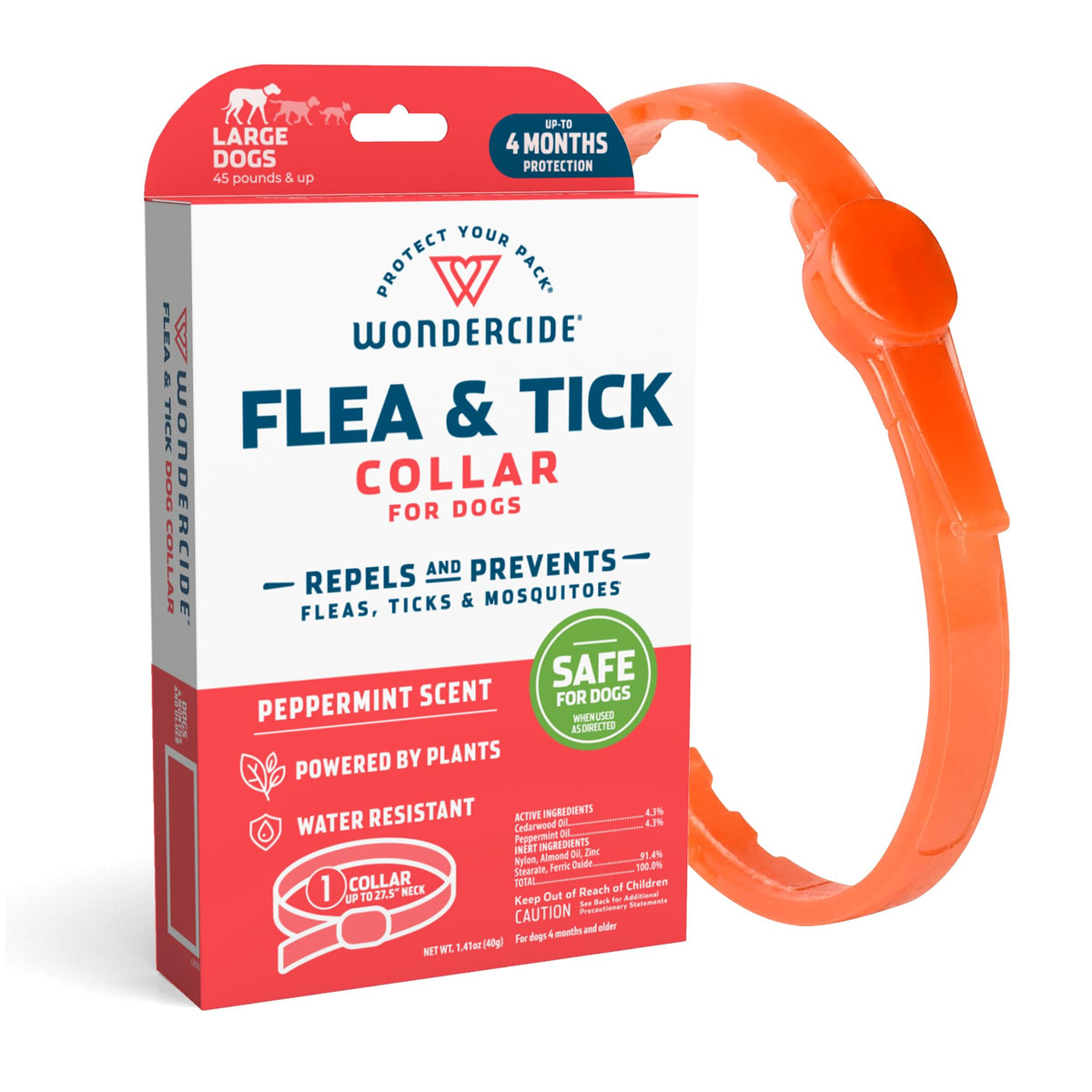 Wondercide collar front packaging showing product and benefit protection