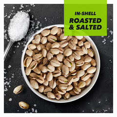 Wonderful Pistachios in a bowl ready to serve, brand visible and snackable presentation