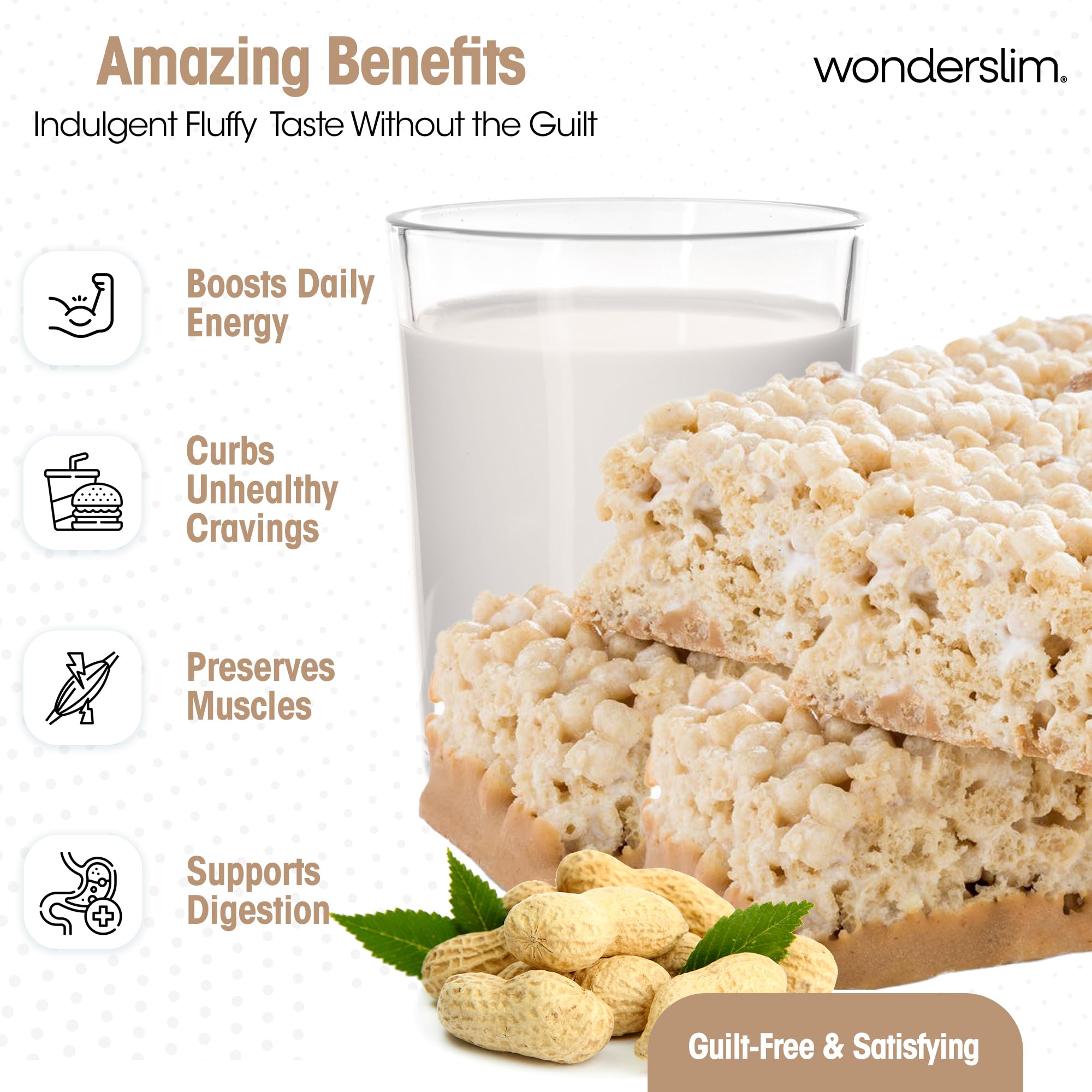 Wonderslim close-up texture showing fluffy peanut layers and appeal