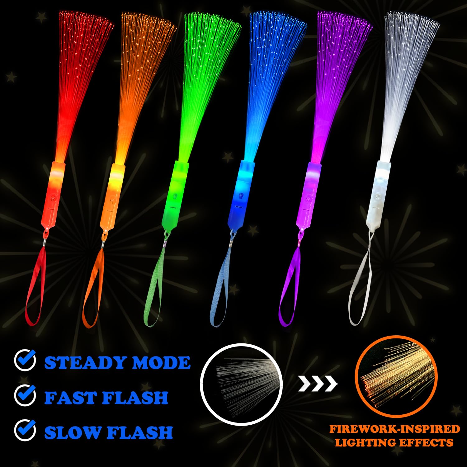 Wondrus glowing wands at a nighttime party producing vibrant light for concerts and events