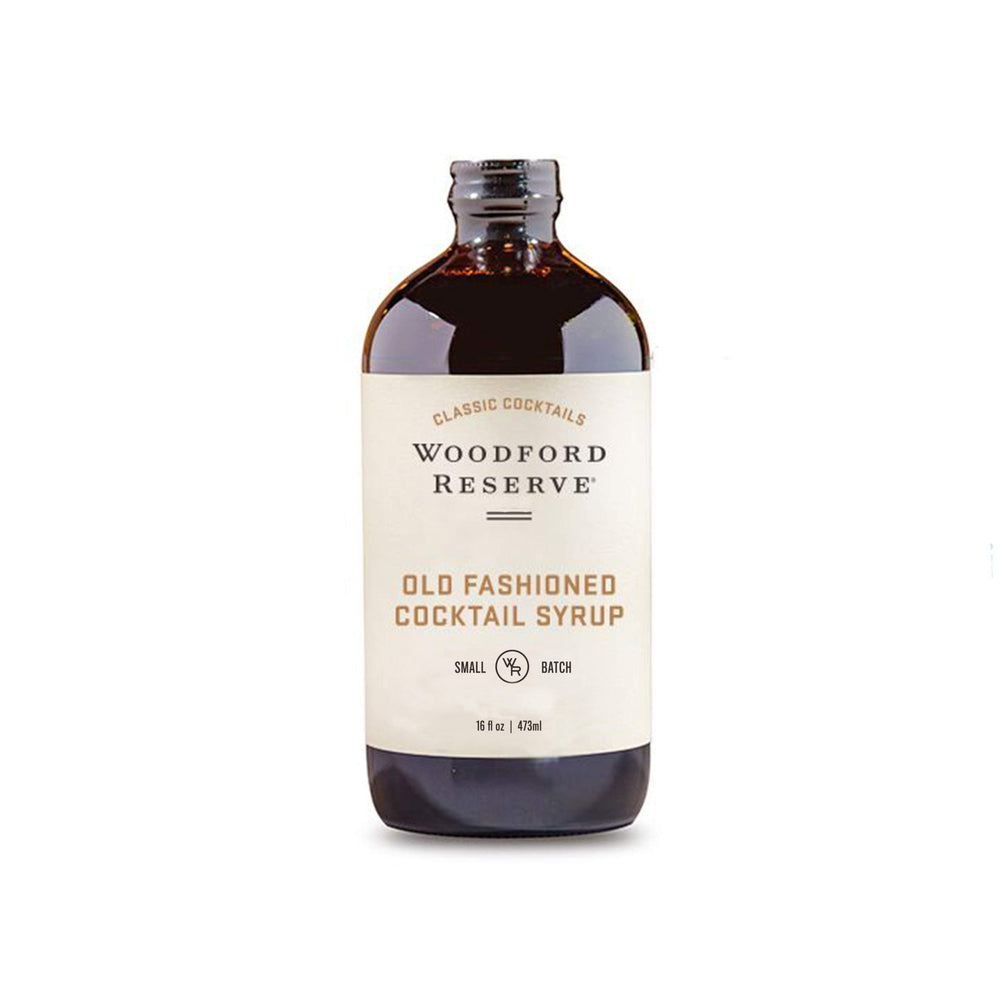 Woodford Reserve bottle front label showing cherry orange bitters and syrup benefits