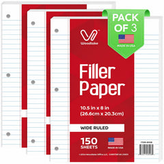 Woodlake front pack showing 450 wide ruled sheets and brand