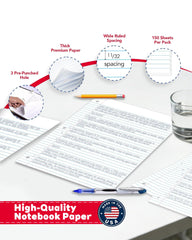 Woodlake three-hole punched edge showing binder-ready convenience