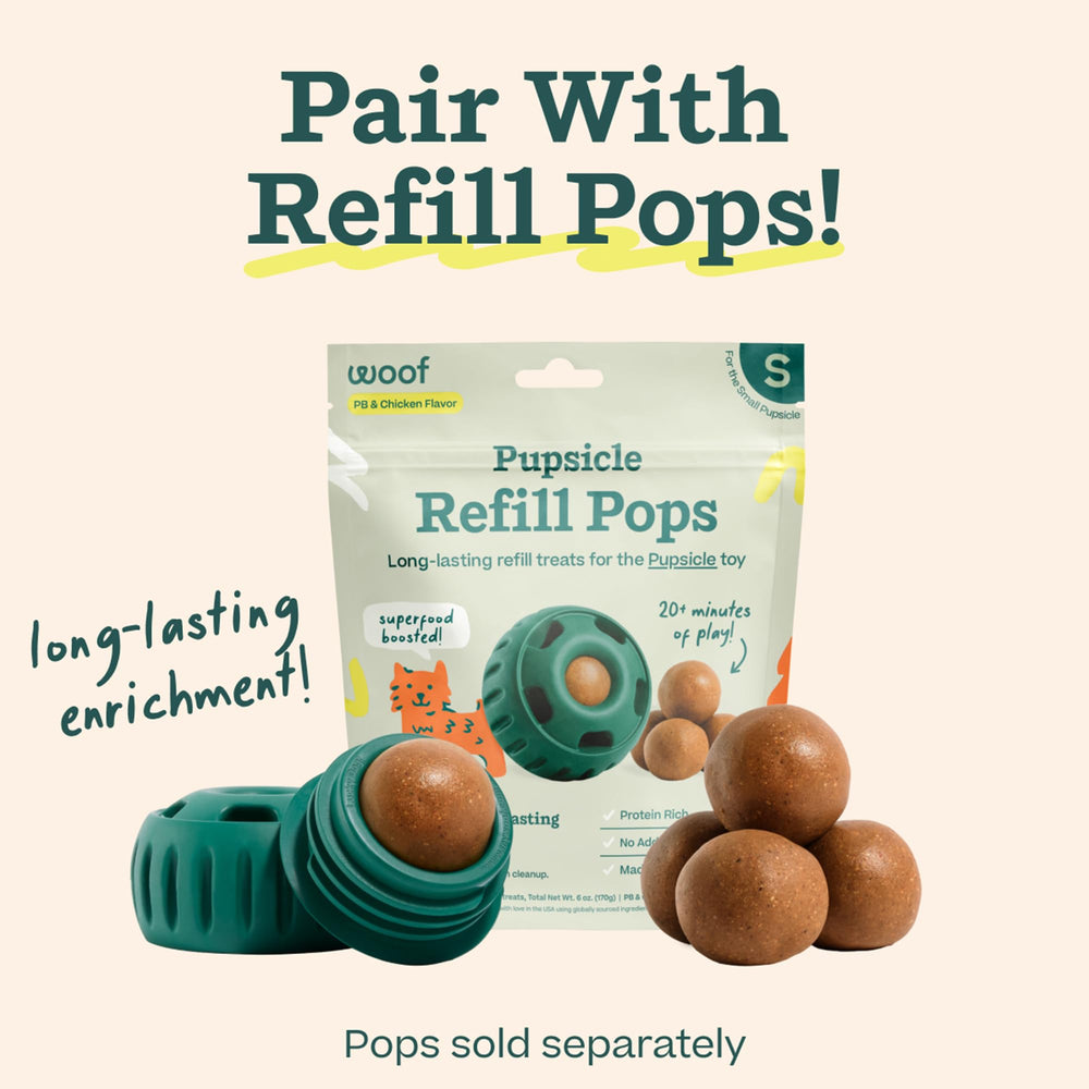 WOOF pupsicle in use with dog providing mental stimulation and active play