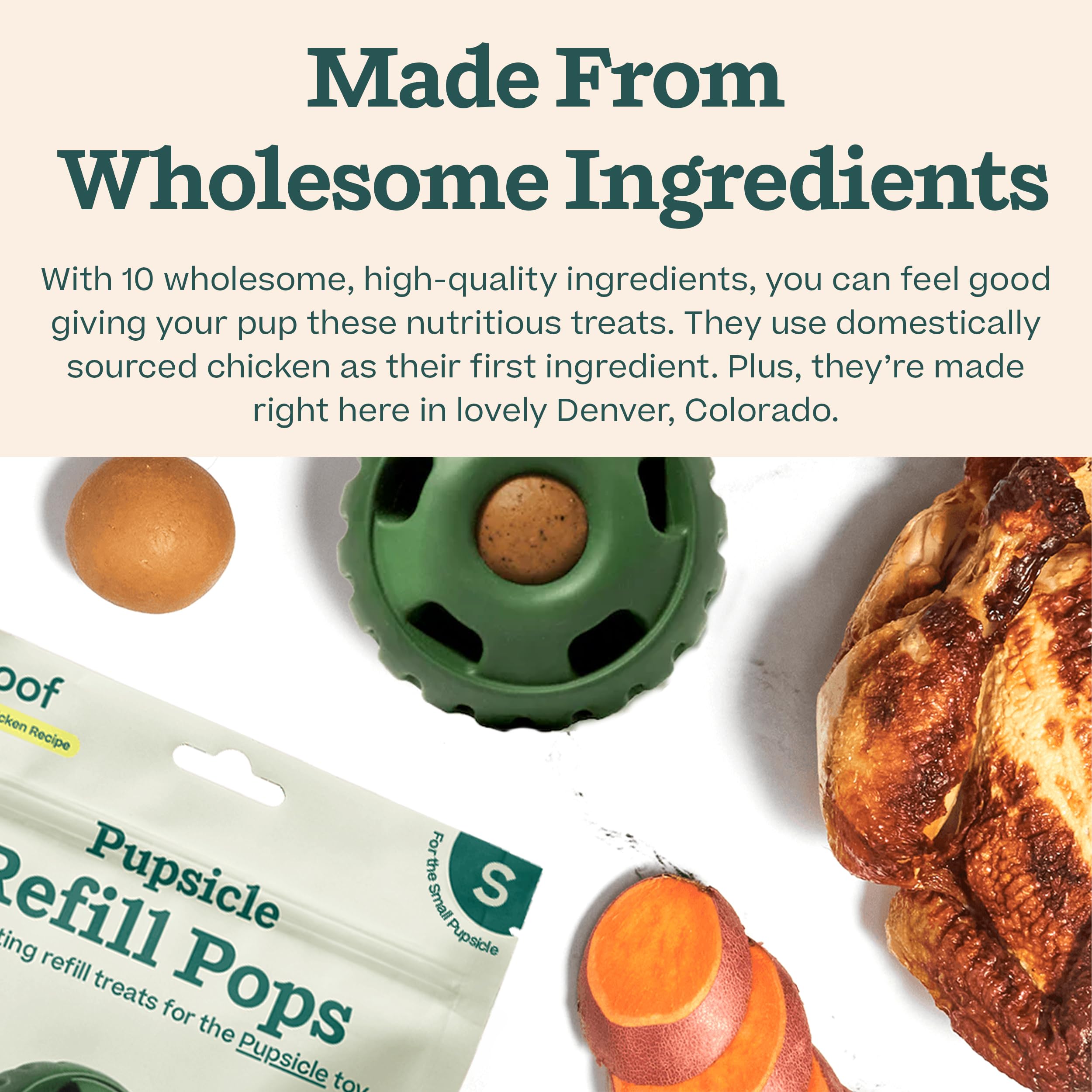 WOOF single pop unwrapped on surface demonstrating mess-free handling benefit