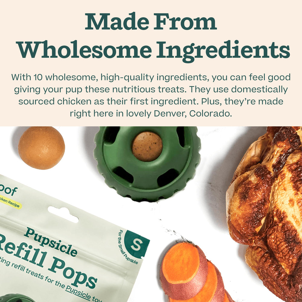 WOOF single pop unwrapped on surface demonstrating mess-free handling benefit