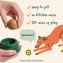 WOOF pupsicle weighted base detail keeps toy upright to reduce tipping mess
