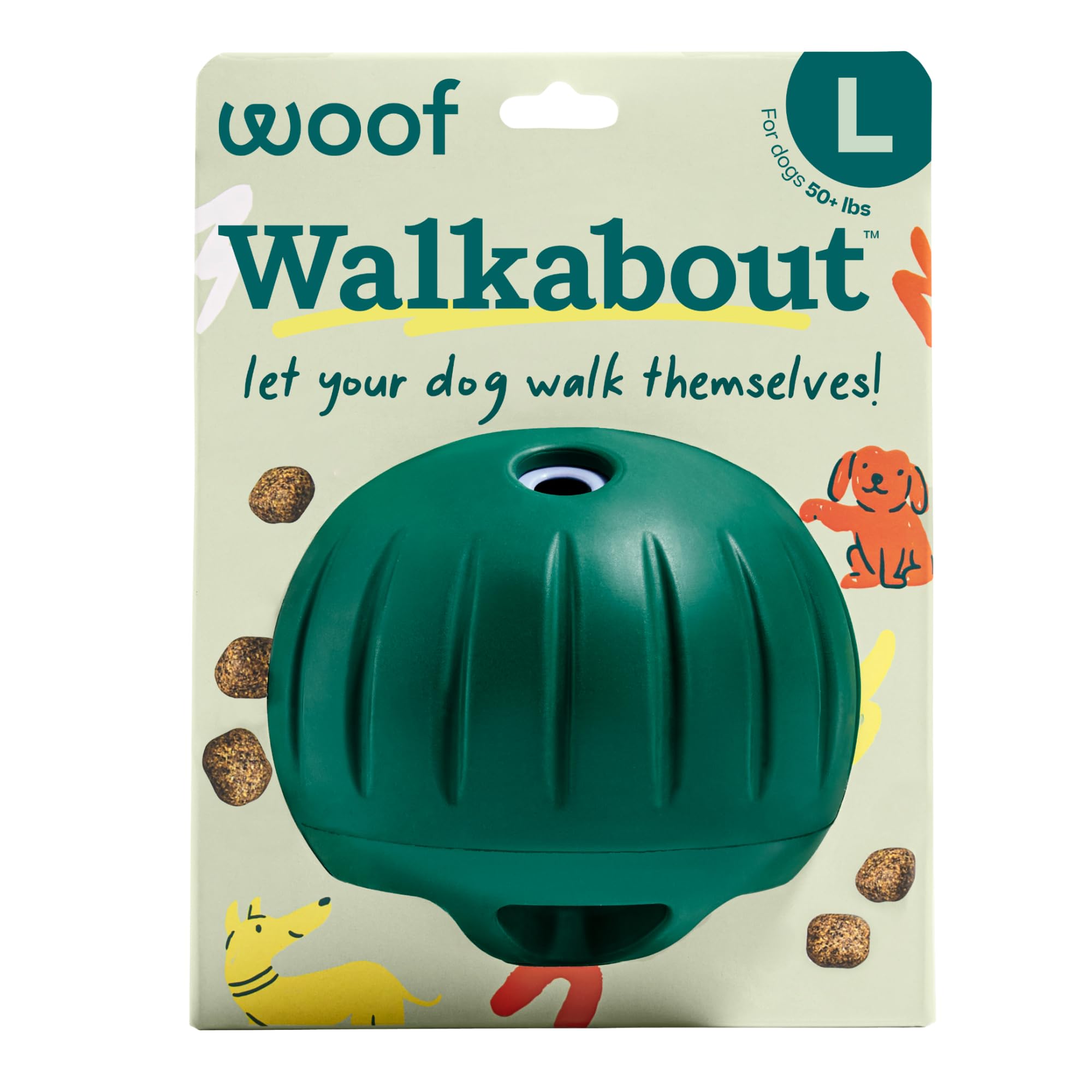 WOOF Walkabout front view showing toy design and safe feeding benefit