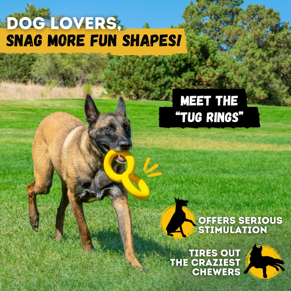 Bright yellow WoofBite stick on grass for high visibility retrieval