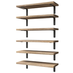 WOPITUES front view of six shelves showing uniform rustic storage and tidy display