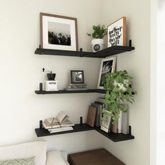 WOPITUES wall-mounted shelves in bathroom showing organized toiletries advantage