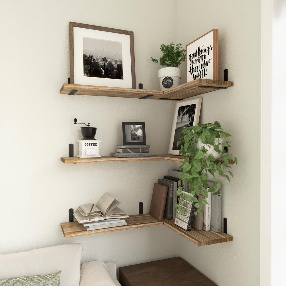 WOPITUES shelves mounted in bathroom displaying toiletries and saving counter space