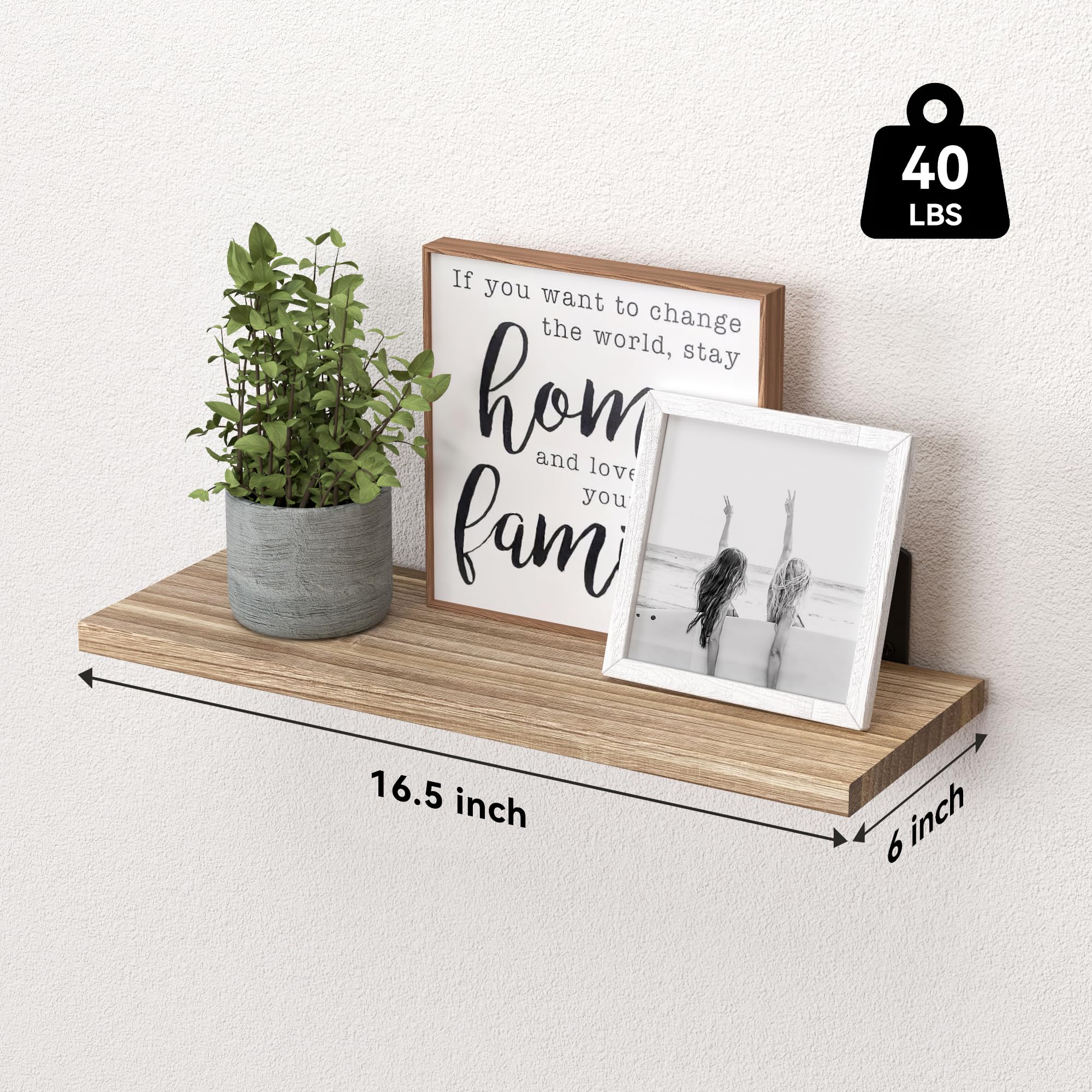 WOPITUES shelves beside measuring tape showing compact 16.5x6 inch scale