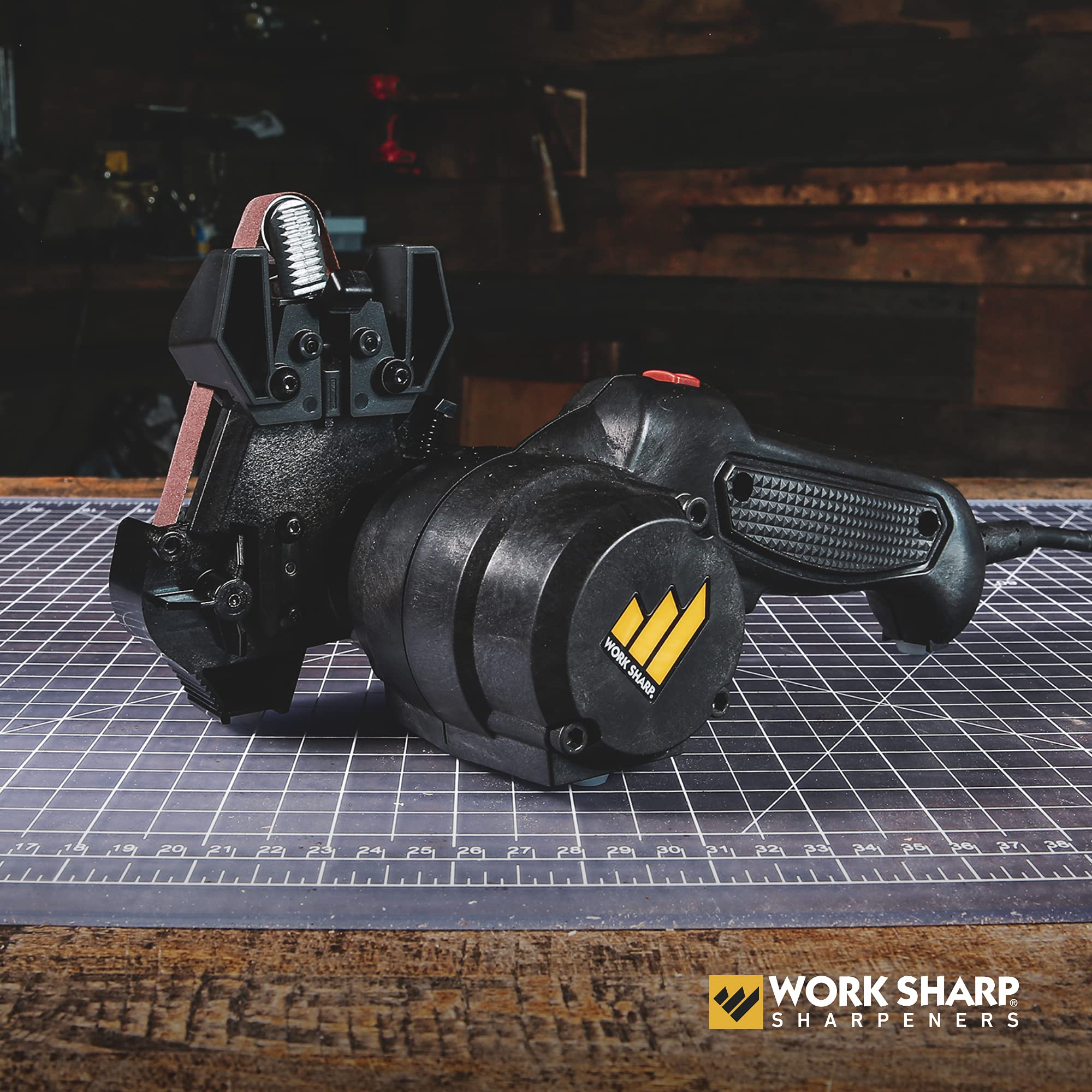 WORK SHARP MK2 belt close-up showing abrasive texture for consistent edge contact