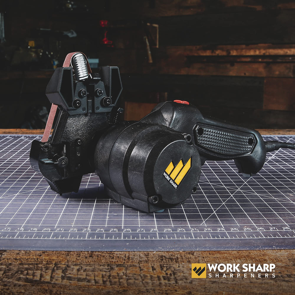 WORK SHARP MK2 belt close-up showing abrasive texture for consistent edge contact