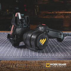WORK SHARP MK2 belt close-up showing abrasive texture for consistent edge contact