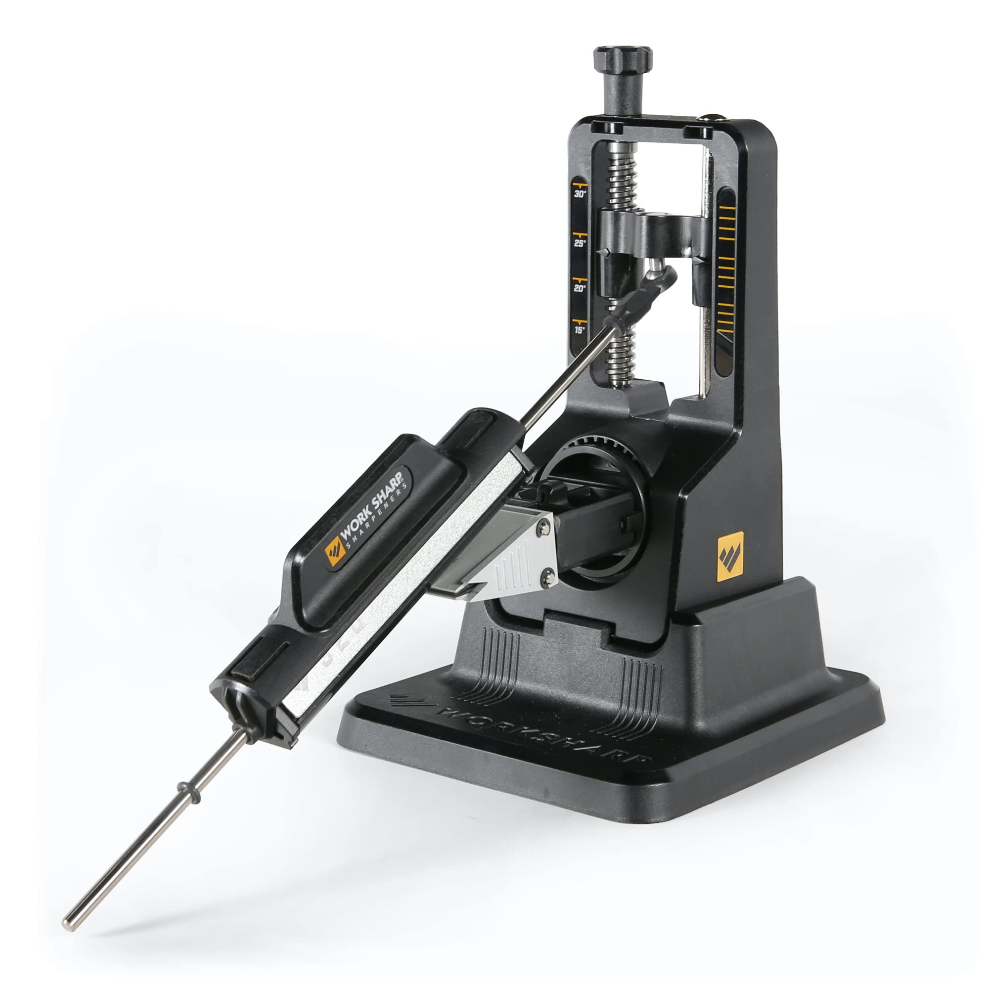 WORK SHARP front view showing compact guided sharpener and rod set for precise results