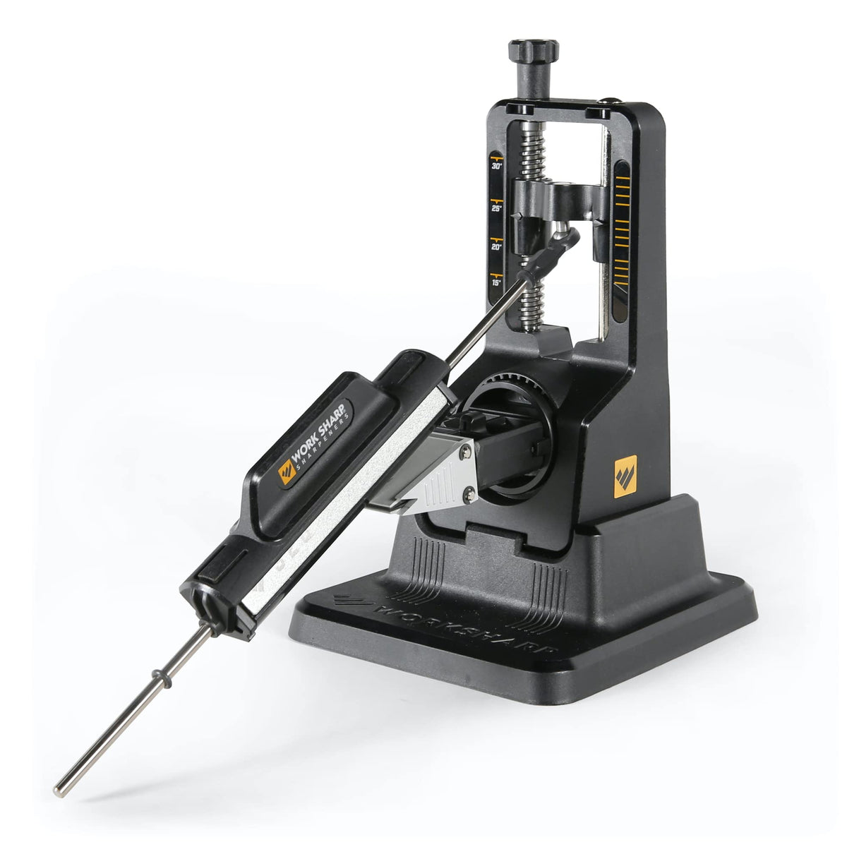 WORK SHARP front view showing compact guided sharpener and rod set for precise results