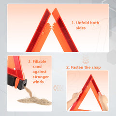 WORKKOOL deployed triangles on a roadside shoulder improving visibility to drivers