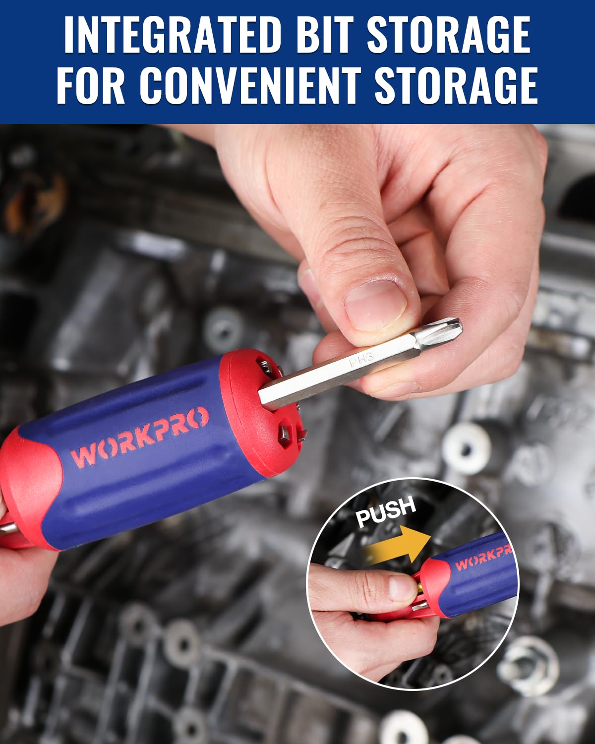 WORKPRO assortment of S2 steel bit tips for durable, precise fastening