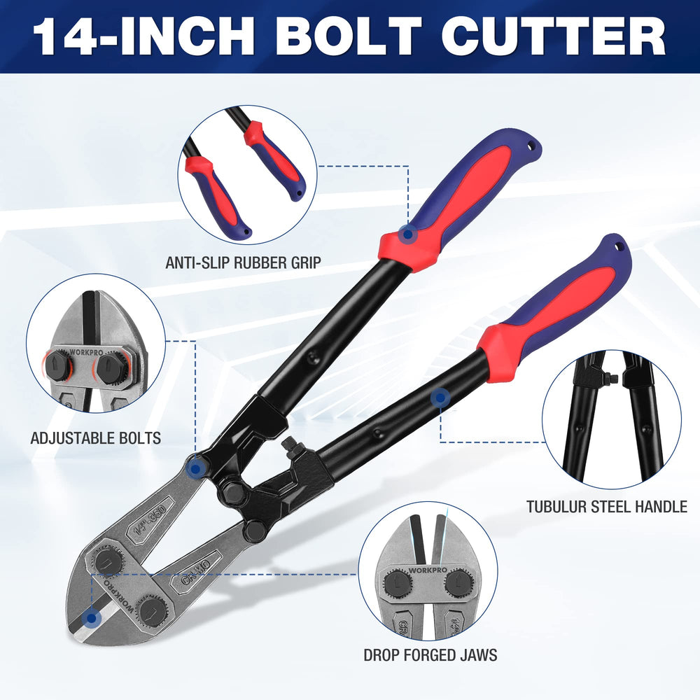 WORKPRO bi-material soft rubber handle detail for improved grip and reduced fatigue benefit