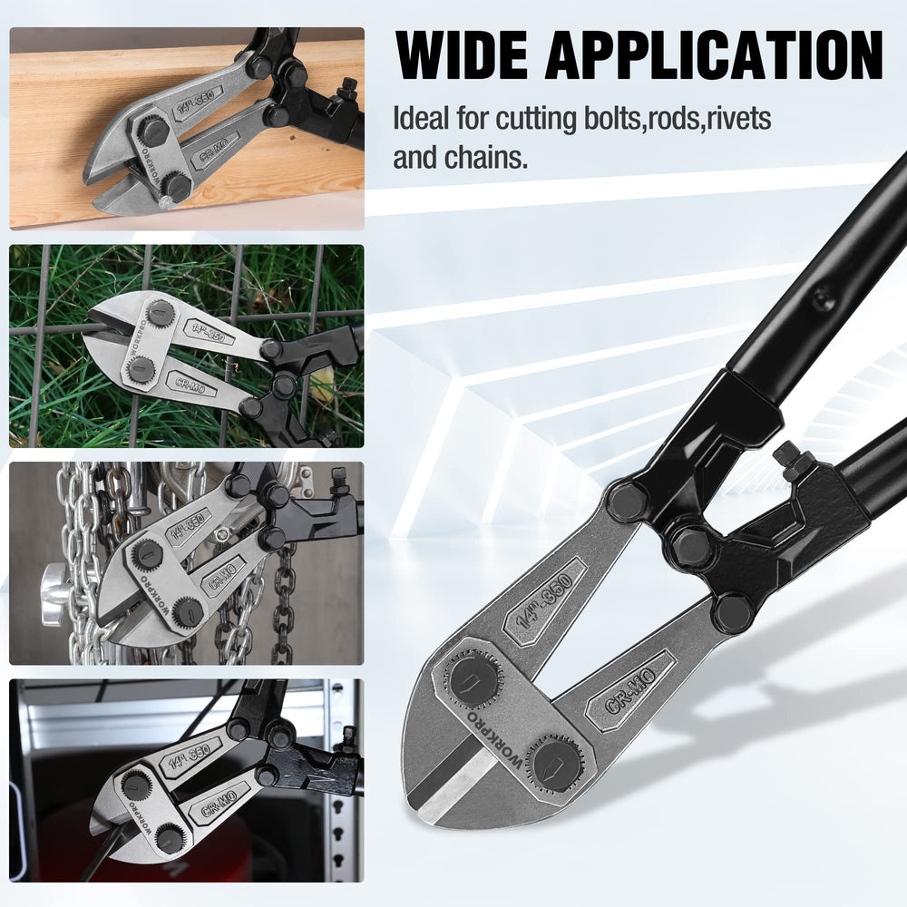 WORKPRO bolt cutter on a construction site showing practical jobsite performance benefit
