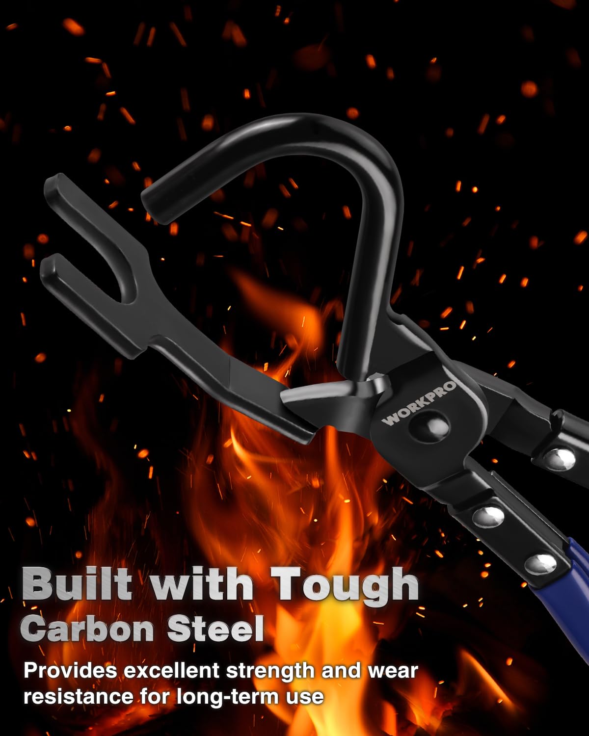 WORKPRO tool removing a hanger under a car demonstrating easier access