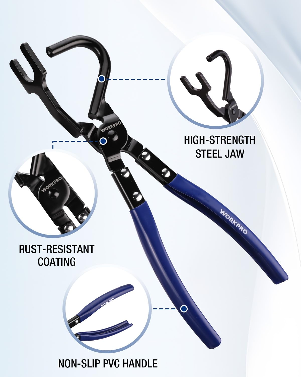 WORKPRO rust-resistant finish on carbon-steel body resisting corrosion