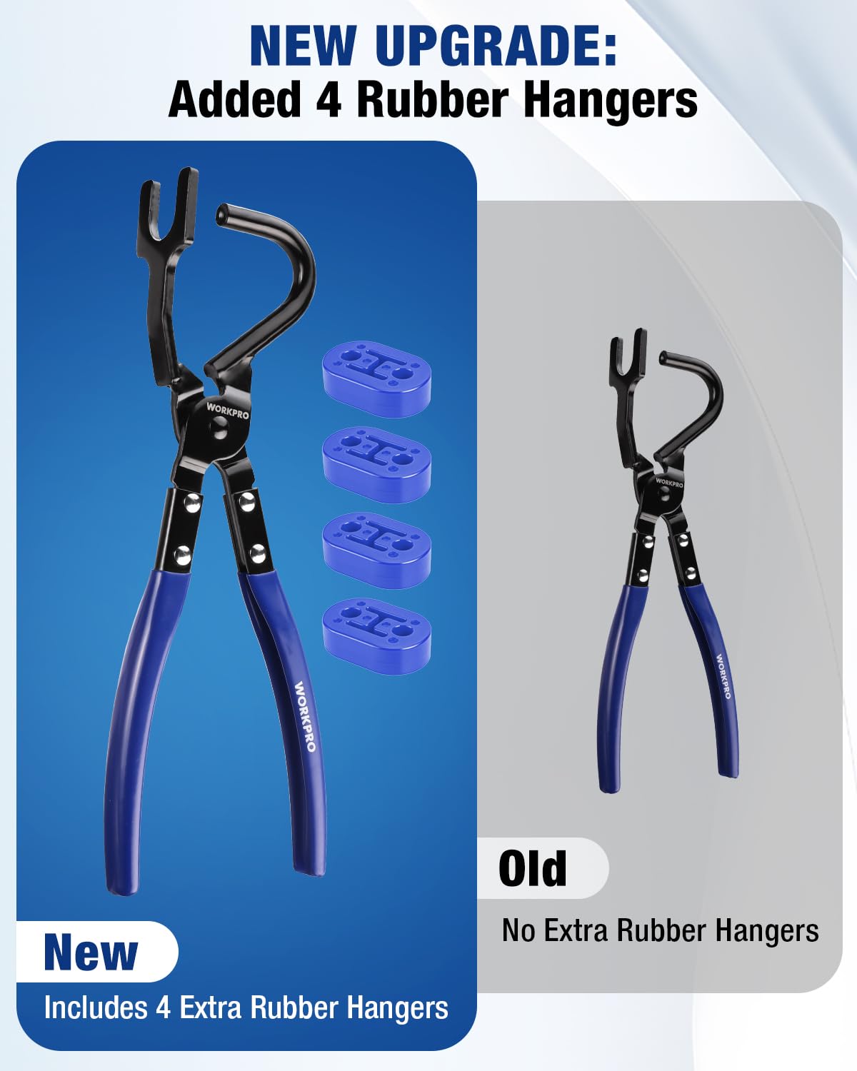 WORKPRO tool laid with four rubber hangers ready for replacement tasks