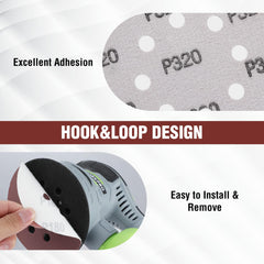 WORKPRO hook-and-loop backing on pad for quick disc changes and secure hold