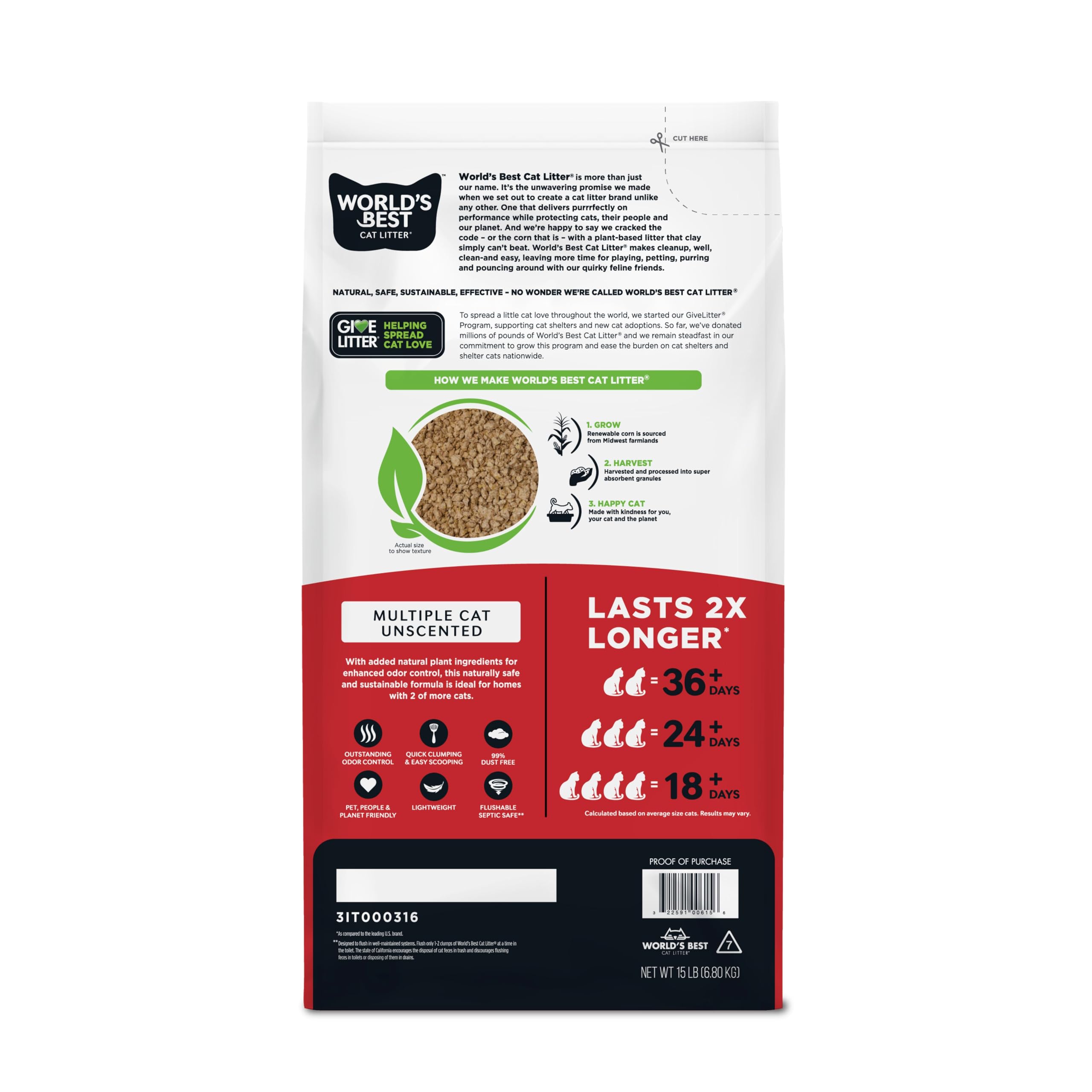 World's Best Cat Litter close-up texture of corn-based granules highlighting natural composition