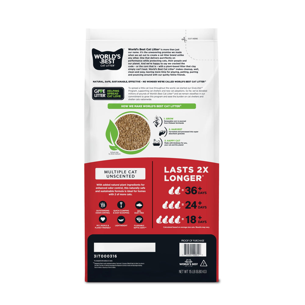 World's Best Cat Litter close-up texture of corn-based granules highlighting natural composition