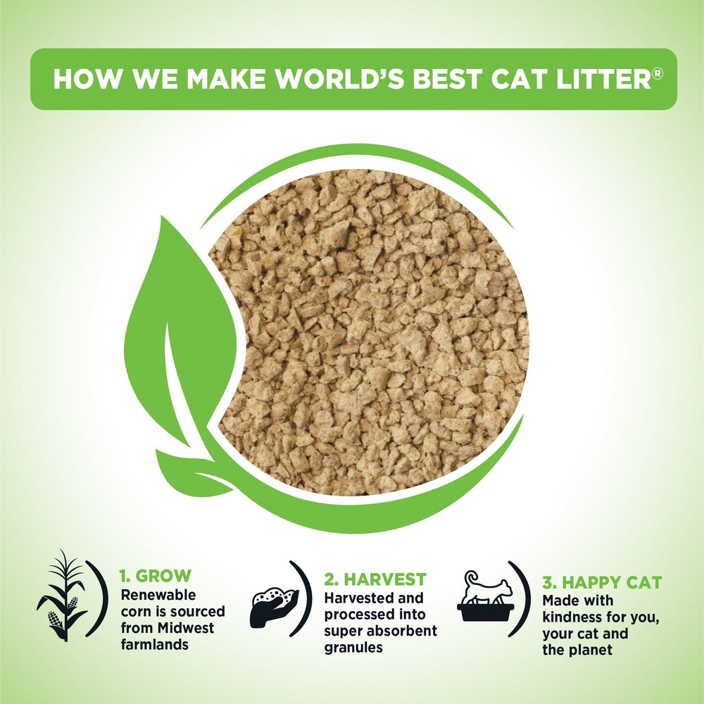World's Best Cat Litter forming tight clumps in a litter box for easy scooping