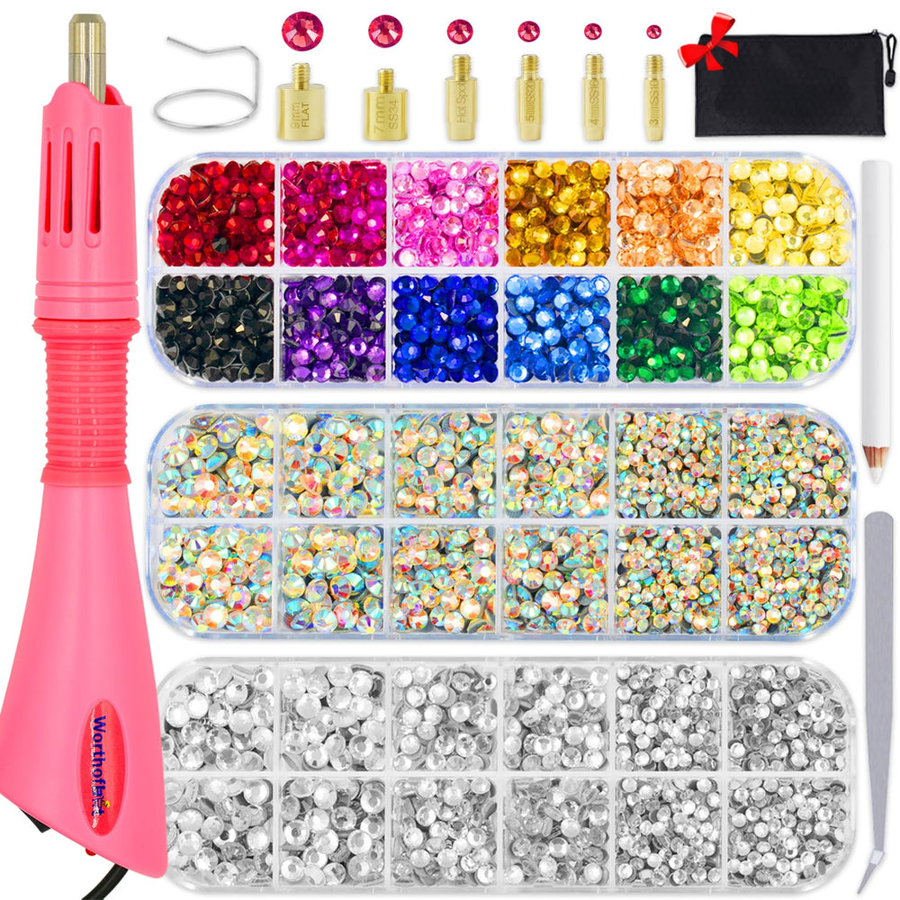 Worthofbest kit front packaging open shows all tools and crystals, easy project setup