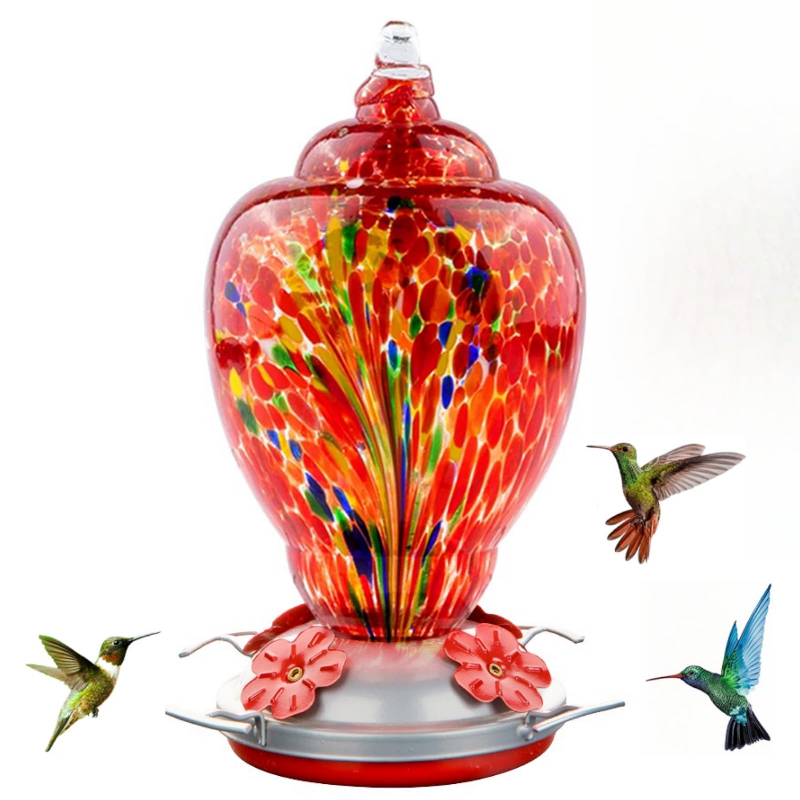 WOSIBO front view feeder showing colorful glass and clear reservoir benefit easy monitoring